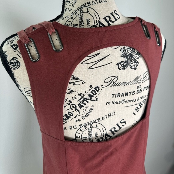 Free People Baby Love Trapeze Rust Mini Swing Dress Womens Medium Back Cut Out - Picture 9 of 10
